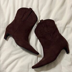 Brown Suede Women’s Western Ankle Boots